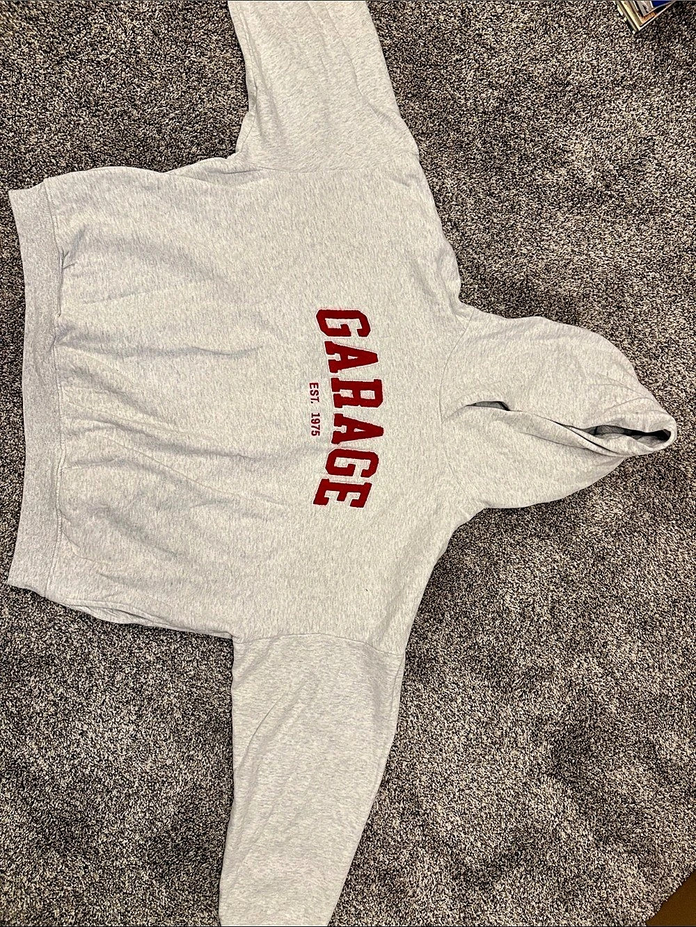 Garage Est. 1975 Logo Pullover Hoodie Gray & Red
